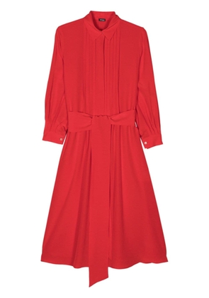 Kiton pleat-detail silk midi dress - Red
