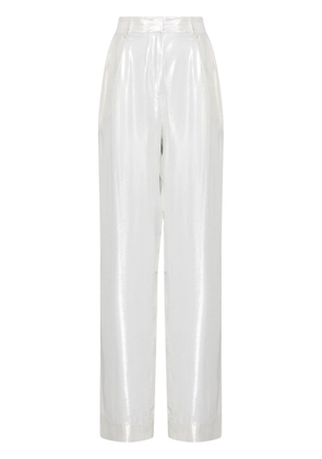 STAUD lamé-effect silk-blend trousers - Silver