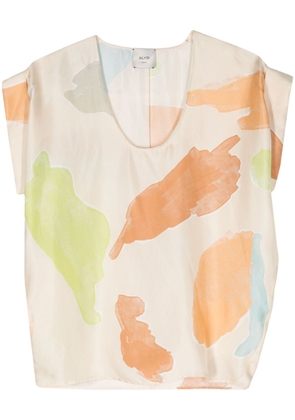 Alysi abstract-print silk blouse - Neutrals