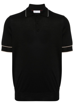 Brunello Cucinelli striped-edge polo shirt - Black