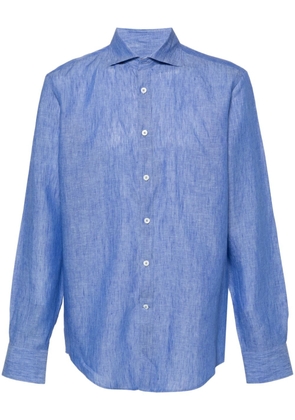 Canali slub-texture linen shirt - Blue