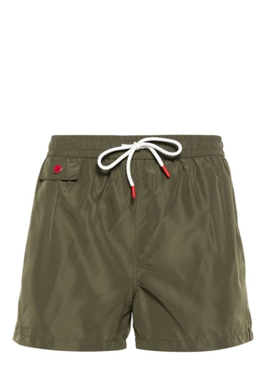 Kiton appliqué-logo swim trunks - Green