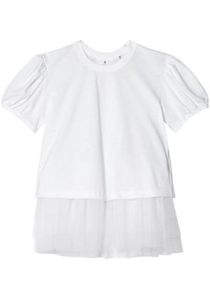 Noir Kei Ninomiya tulle-layer cotton T-shirt - White