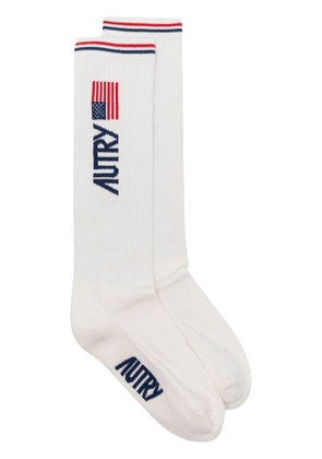 Autry logo-intarsia mid-calf socks - White