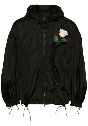 Simone Rocha floral-appliqué hooded jacket - Black