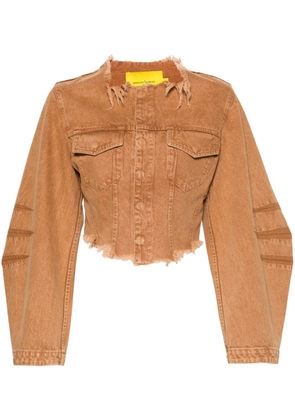 Marques'Almeida frayed cropped denim jacket - Brown