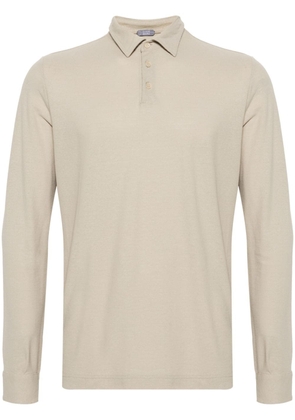 Zanone long-sleeve cotton polo shirt - Brown