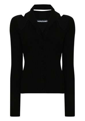 ANDREĀDAMO shawl-collar ribbed cardigan - Black