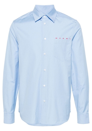 Marni logo-print cotton shirt - Blue