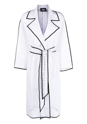 Karl Lagerfeld Kl embroidered lace trench coat - White