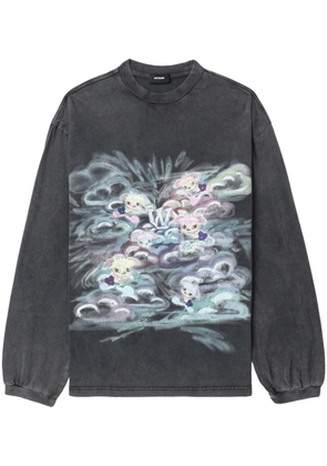 We11done graphic-print cotton sweatshirt - Black