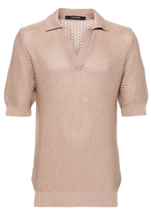 Tagliatore Asher crochet-knit polo shirt - Brown