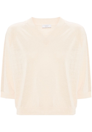 Peserico bead-embellished knitted top - Neutrals