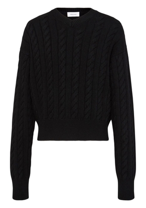 Ferragamo logo-plaque cable-knit jumper - Black