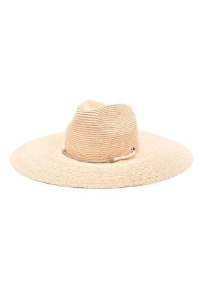 Peserico beaded-trim raffia sun hat - Neutrals