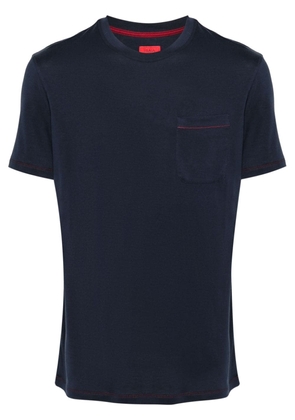 Isaia contrast-stitching jersey T-shirt - Blue