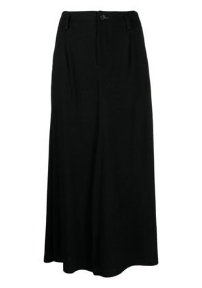 Yohji Yamamoto front-slit wool midi skirt - Black