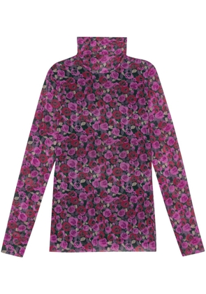GANNI floral-print mesh top - Pink