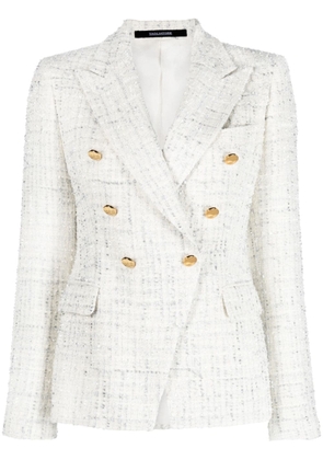 Tagliatore round-neck tweed jacket - White