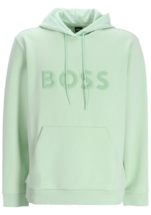 BOSS logo-raised drawstring hoodie - Green