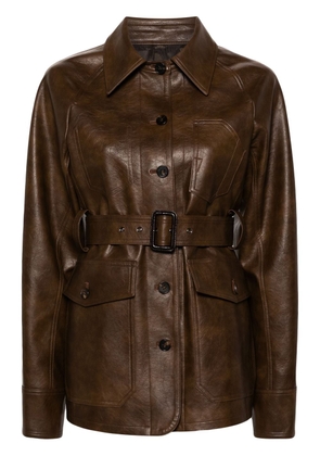 LVIR belted faux-leather shirt jacket - Brown