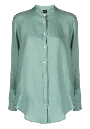 Fay band-collar long-sleeve linen shirt - Green