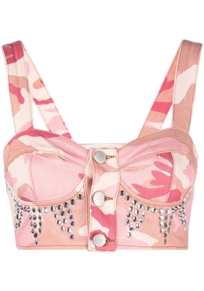Alessandra Rich crystal-embellished bustier top - Pink