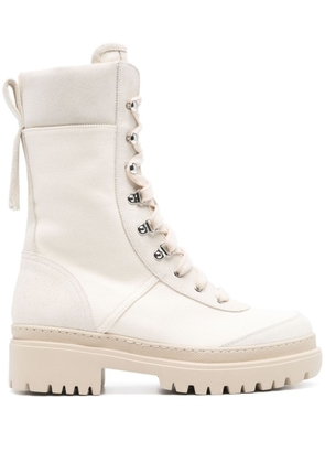Peserico logo-patch combat boots - Neutrals