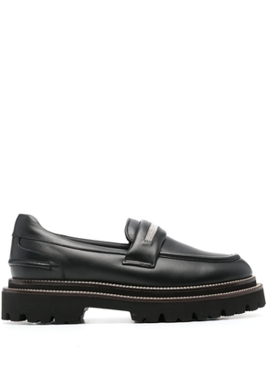 Peserico Punto Luce-chain leather loafers - Black