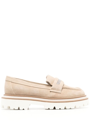 Peserico bead-chain suede loafers - Neutrals