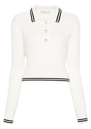 Alessandra Rich cable-knit polo top - White