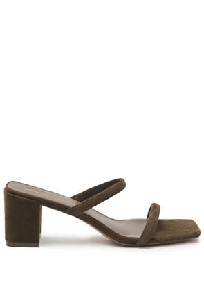12 STOREEZ double-strap 70mm suede mules - Brown