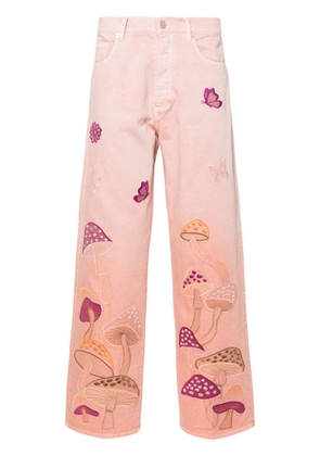Nahmias Psychedelic mid-rise straight-leg jeans - Pink