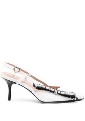 Love Moschino logo-bow sling back pumps - White