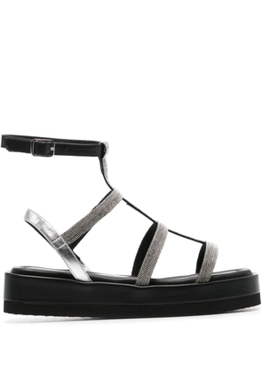 Peserico bead-detailed leather sandals - Black