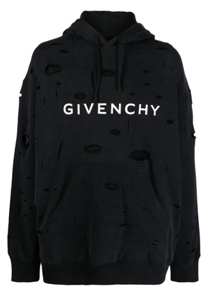 Givenchy logo-print ripped hoodie - Black