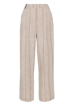 Peserico striped straight-leg trousers - Brown