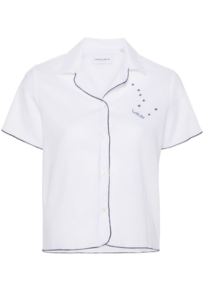Maison Labiche contrast slogan-embroidered shirt - White