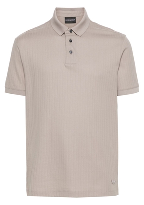 Emporio Armani patterned-jacquard cotton polo shirt - Brown