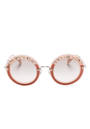 Miu Miu Eyewear rhinestone-embellished round-frame sunglasses - Pink