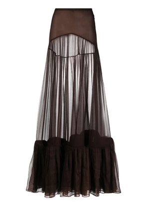 Saint Laurent high-waisted maxi skirt - Brown
