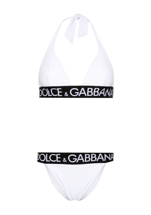 Dolce & Gabbana logo-strap triangle-cup bikini - White