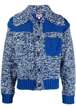 Kenzo contrast-panel knitted cardigan - Blue