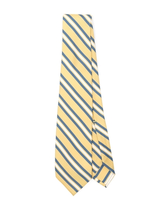 Barba stripe-pattern silk tie - Yellow
