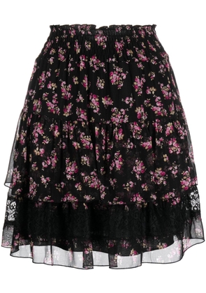 LIU JO floral-print georgette miniskirt - Black