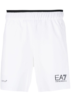 Ea7 Emporio Armani logo-print side-slit shorts - White