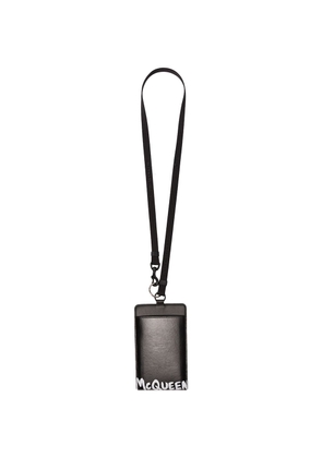 Alexander McQueen logo-print leather smartphone case - Black