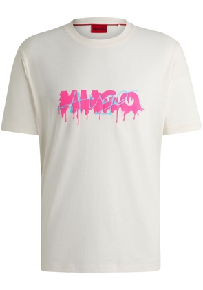 HUGO logo-appliqué cotton T-shirt - Neutrals