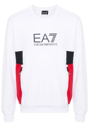 Ea7 Emporio Armani logo-print cotton sweatshirt - White