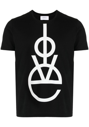 Ports V slogan-print short-sleeve T-shirt - Black